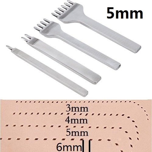 Aiskaer White Steel 5mm 1/2/4/6 Prong DIY Diamond Lacing Stitching Chisel Set Leather Craft Kits