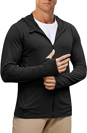 UPF 50  Mens Full Zip Hoodie Light Jacket Sun Shirts Long Sleeve Athletic Hoodies for Hiking Fishing Running