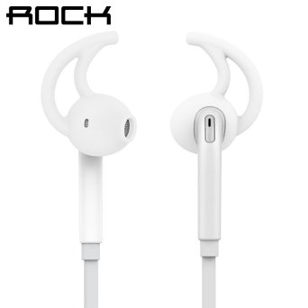 ROCK® [Mucu] Earbuds Runner Sport In-Ear Headset Earphones with Mic Microphone and Volume Control, Sweatproof Lightweight Running Gym Headphones 3.5mm Gold-Plated Plug Jack - White