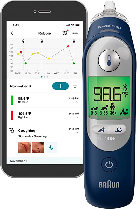 Braun ThermoScan 7  Connect - Digital Ear Thermometer for Adults, Babies, Toddlers and Kids – Fast, Gentle, and Accurate Results, Plus Braun Family Care Smartphone App for Healthcare Management