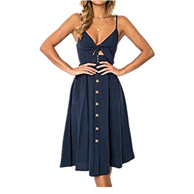 SERYU Dress for Womens Holiday Bowknot Lace Up Beach Buttons Party Dress