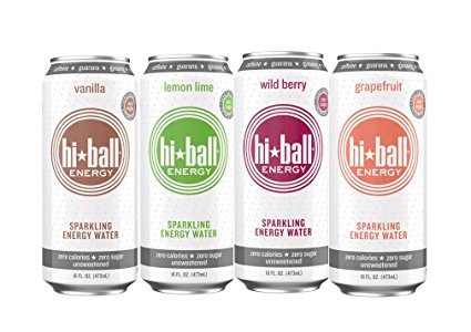 Hiball Energy Sparkling Water, Vanilla, Wild Berry, Grapefruit, and Lemon Lime, Variety Pack, 16 Ounce, (Pack of 12)