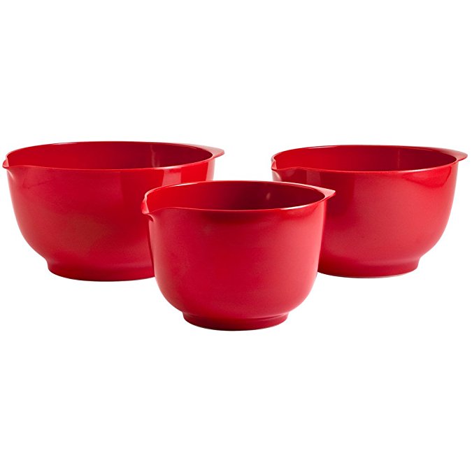 Hutzler Melamine Mixing Bowl Set: 2, 3 and 4 Liters/quarts, Red