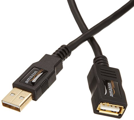 AmazonBasics USB 2.0 Extension Cable 2-Pack - A-Male to A-Female  - 3.3 Feet (1 Meter)