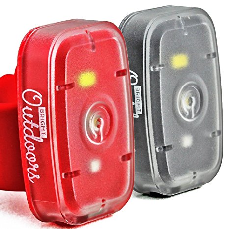 Bright Outdoors LED Safety Lights / Mini Torch. Ideal for Running, Dog Walking, Cycling. USB Rechargeable with Bike Strap, Armband, Belt Clip. Blinking, Steady, Red, White Visibility Mode. Available in 1 PACK and 2 PACK options.