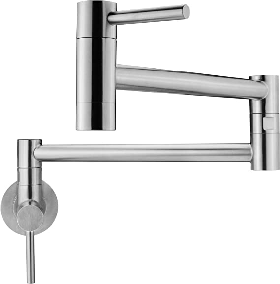 Geyser GF46-S Andorra Series Stainless Steel Wall Mount Two Handle Pot Filler Faucet (Brushed Stainless Steel Finish)