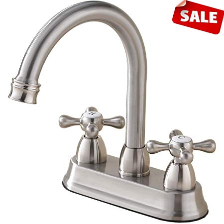 Best Commercial Brushed Nickel 2 Handle Centerset bathroom faucet, Stainless Steel Bathroom Sink Faucet