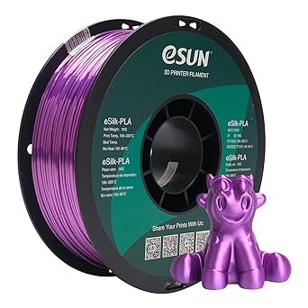 eSUN Silk PLA Filament 1.75mm, Silky Shiny 3D Printer Filament PLA, Dimensional Accuracy  /- 0.05mm, 1KG Spool (2.2 LBS) 3D Printing Filament for 3D Printers, Silk Purple