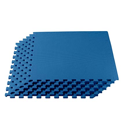 We Sell Mats Multipurpose Exercise Floor Mat with EVA Foam, Interlocking Tiles, Anti-Fatigue, for Home or Gym, 24 x 24 x 3/8 Inches