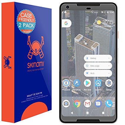 Google Pixel 2 XL Screen Protector (Case Friendly)[2-Pack], Skinomi MatteSkin Full Coverage Screen Protector for Google Pixel 2 XL Anti-Glare and Bubble-Free Shield