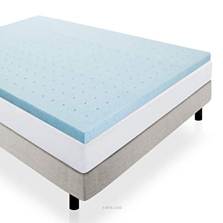 Lucid 2-Inch Gel Infused Ventilated Memory Foam Mattress Topper, 3-Year Warranty, Cal King