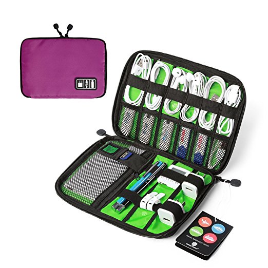 BAGSMART Travel Organizer for Electronics Accessories Hard Drives (Purple)