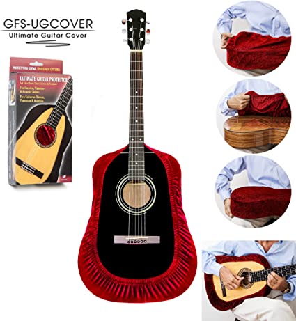 TENOR Ultimate Guitar Cover, Guitar Protector, Guitar Gig Bag, Protective Sleeve for Acoustic, Classical, Flamenco, Arch Top and Cutaway Guitars, Red Velvet Color. Tailor Hand Made.