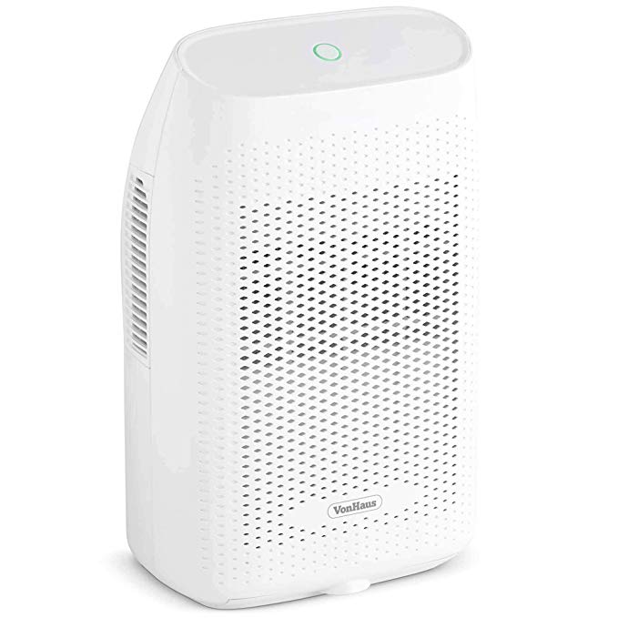 VonHaus 2L Dehumidifier – White, Compact & Portable – Remove Moisture, Mould & Reduce Damp – Ideal for Wardrobe, Home, Caravans, Garages, Airing Cupboards & More – With Auto Shut-Off