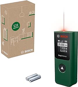 Bosch Laser-Entfernungsmesser EasyDistance 20 (einfache und präzise Messung bis 20 m, Hosentaschenformat, Ein-Tasten-Steuerung, in E-Commerce-Karton)