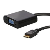 Sunavo Mini HDMI Male to VGA Female Video Output and Audio Output Adapter Cable in Black
