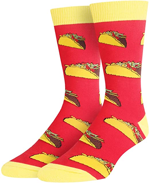 HAPPYPOP Men's Taco Pickle Dill Donut Socks Funny Crazy Cool Food Crew Sock