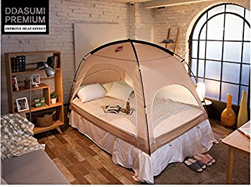 DDASUMI Warm Tent for Single Bed without Floor - Indoor Tent (Brown)