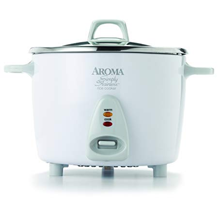 Aroma Housewares Simply Stainless 20-Cup (Cooked)  (10-Cup UNCOOKED) Rice Cooker, Stainless Steel Inner Pot (ARC-750SG)