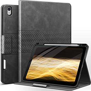 auaua iPad Air 4th Generation Case Auto Sleep/Wake iPad Air4 Case with Pencil Holder Vegan Leather Cover for iPad Air 2020 10.9 Inch(Grey)