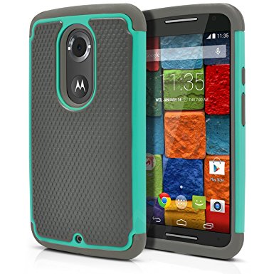 Moto X 2nd Gen Case, MagicMobile [Dual Armor Series] Hybrid Impact Resistant Moto X 2nd Generation Shockproof Tough Case Hard Plastic with Silicone Protective Case for Moto X 2 (2014) [Gray/Turquoise]