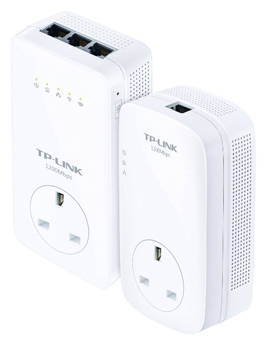 TP-LINK TL-WPA8630P KIT AV1200 Gigabit Powerline Dual Band AC1200 Wi-Fi Kit, Range Extender/Wi-Fi Booster/Hotspot with AC Pass Through, Multiple Ethernet Ports, Starter Kit/Twin Pack