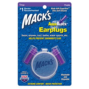 Mack's AquaBlock Earplugs - Comfortable, Waterproof, Ear Plugs for Swimming, Snorkeling and Showering