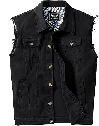 Denim Vest Jacket for Men Fashion Stretchy Trucker Sleeveless Jean Outerwear