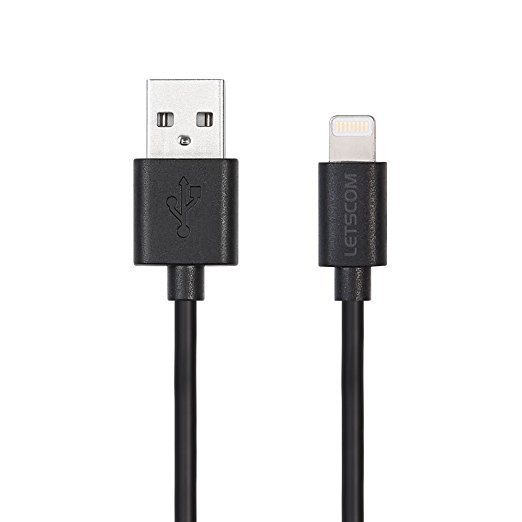 Letscom Apple Certified Lightning to USB Cable for iPhone - 6.5 Feet(2.0 Meters) - Black