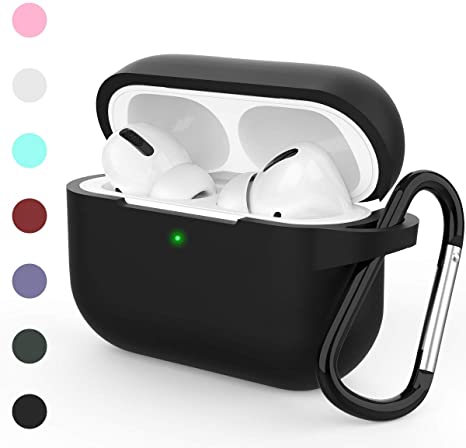 DigiHero Compatible for AirPods Pro Case Cover,Protective Silicone airpods 3 Case with Keychain for Apple airpod pro (Black 1)
