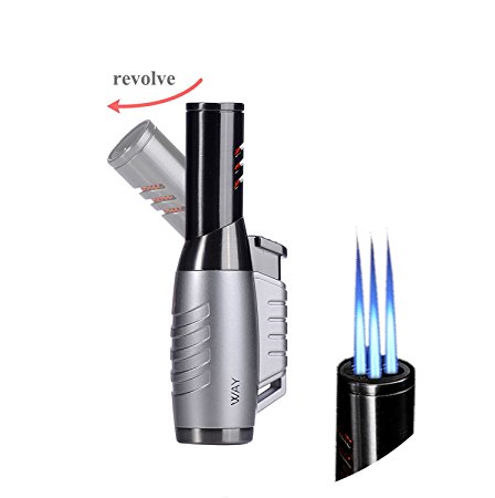 Jet lighter, VVAY Gas Refillable Windproof Lighter Turbo 3 Flame Jet Torch Lighter, Cigar Lighter, Candle lighter (Sold without Gas)
