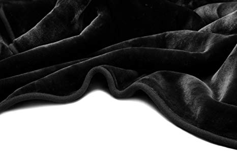 Vivalon Solid Color Ultra Silky Soft Heavy Duty Quality Korean Mink Reversbile Blanket 8 lbs Queen Black