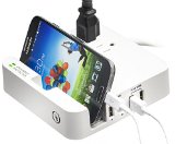 Yubi Power Desktop Surge Power Charging Station - Built in Gadget Stand- With 4 USB Ports and 2 AC Surge Protected Outlets