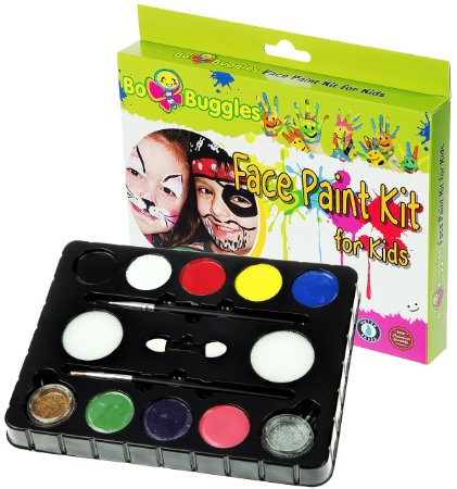 Face Painting Kits - Professional Quality Paints and Ultimate Kids Party Pack - Non Toxic - 8 Color Palette 2 Glitters 2 Brushes Great Childrens Face Paint - Boys and Girls - Lifetime Guarantee