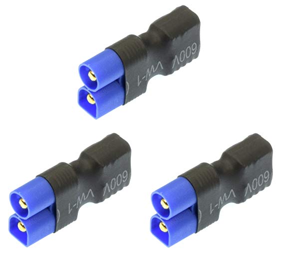 Apex RC Products No Wire Female Ultra T Plug (Deans Style) -&gt; Male EC3 Adapter - 3 Pack #1250
