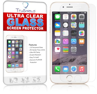 [2-PACK] Apple iPhone 6 PLUS Screen Protector - Tempered Glass - Package Includes Microfiber Cleaning Wipe and 2 x Tempered Glass Screen Protectors - by TruShield