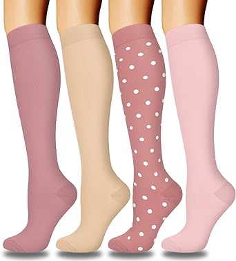 Aoliks 4 Pairs Compression Socks for Women and Men 15-20 mmHg, Best Support for Athletic Travel Nurses