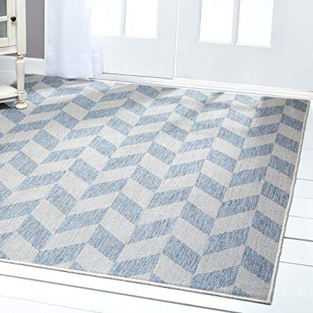 Home Dynamix Nicole Miller Patio Country Calla Indoor/Outdoor Area Rug 7'9" x10'2, Modern Geometric Blue/Gray