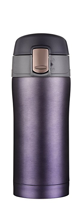 Kooyi Vacuum Insulated Travel Coffee Mug, One-handed Open and Drink, 100% Leak Proof (8.5 oz) (Violet Blue)