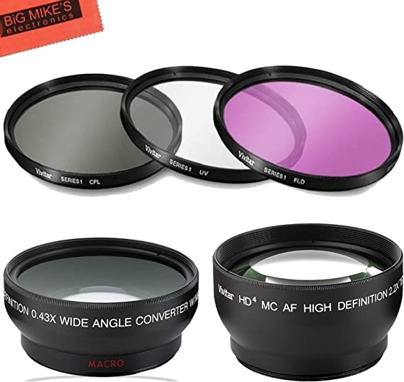 Deluxe Lens Kit for Canon Rebel T3, T3i, T5, T5i, T6, T6i, T7i, EOS 80D, EOS 77D Cameras with Canon EF-S 18-55mm IS II STM Lens - Includes: 58mm filter Set   58mm Wide Angle Lens   58mm Telephoto Lens