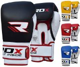 RDX Cow Hide Leather Gel Boxing Gloves FightPunch Bag MMA Grappling Pad