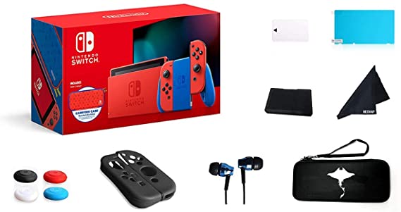 Newest Nintendo Switch Mario Red and Blue Edition Console Joy-Con, 6.2" 1280 x 720 Capacitive Touchscreen, 32GB Internal Storage, W/GM 13 in 1 Supper Kit Case