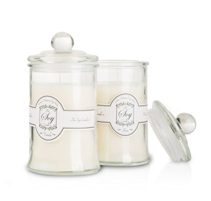 Vanilla & Rose Scented Candles by The Soy Candle Co - Set of 2 Large18 oz 100% Natural Soy Wax Candles in Elegant Gift Box.