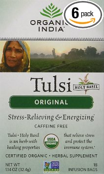 Organic India Tulsi Tea Original 18-Count Teabags Pack of 6