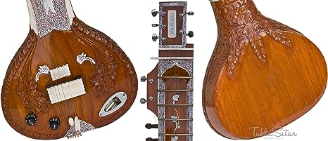 #1 Sitar - Maharaja Musicals Electric Sitar, Studio Edition, Great Acoustics, Volume and Tone Controls With Pick Up, Indian Musical Instrument, Seetar (PDI-AAH)