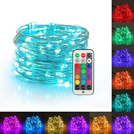 YIHONG Fairy Lights USB Plug-In String Lights With RF Remote 33ft Firefly Twinkle Lights For Bedroom Party Decoration Wedding,13 Vibrant Colors, Fade|Flash|Strobe Mode