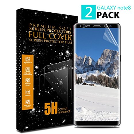 Galaxy Note 8 Screen Protector, [2 Pack] Royu Not Glass HD Clear [Wet Application][Full Coverage][Case Friendly][Anti-Bubble] Anti-Scratch Film Screen Protector for Samsung Galaxy Note 8