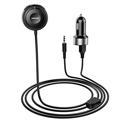 Mpow Bluetooth Receiver with Car Charger, Hands-Free Calling with Build-in Mic, Bluetooth Audio Adapter with Dual USB Car Charger & Built-in Noise Isolator for Car Audio System