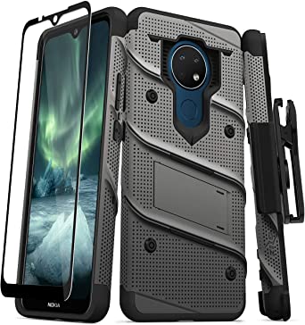 ZIZO Bolt Series for Nokia C5 Endi Case with Screen Protector Kickstand Holster Lanyard - Gun Metal Gray & Black