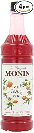 Monin Flavored Syrup, Red Passion Fruit, 33.8-Ounce Plastic Bottles (Pack of 4)